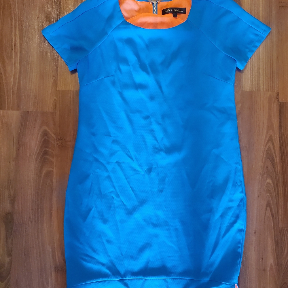 Blue and Orange Short Sleeve Dress